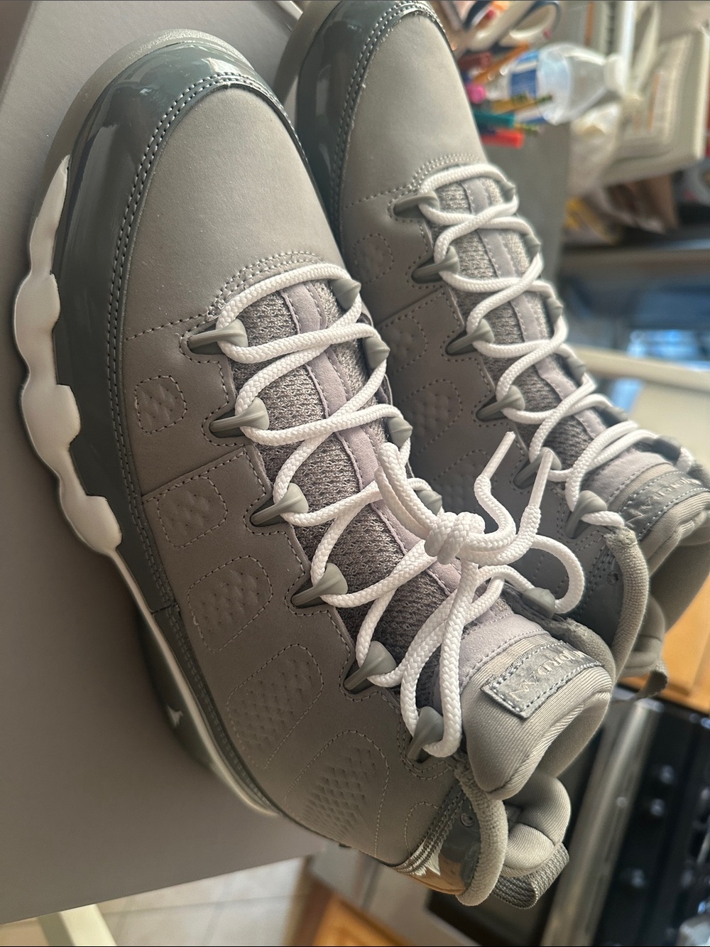 Jordan Kids Grey High-Top Sneakers with White Laces